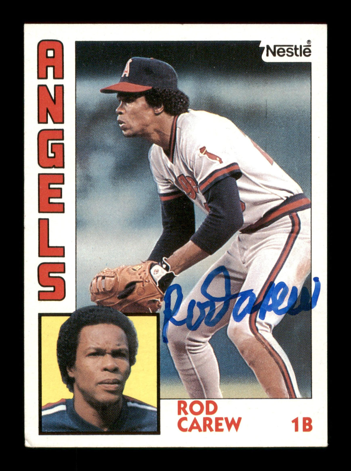 Rod Carew Autographed 1984 Topps Nestle Card #600 California Angels SKU #186668