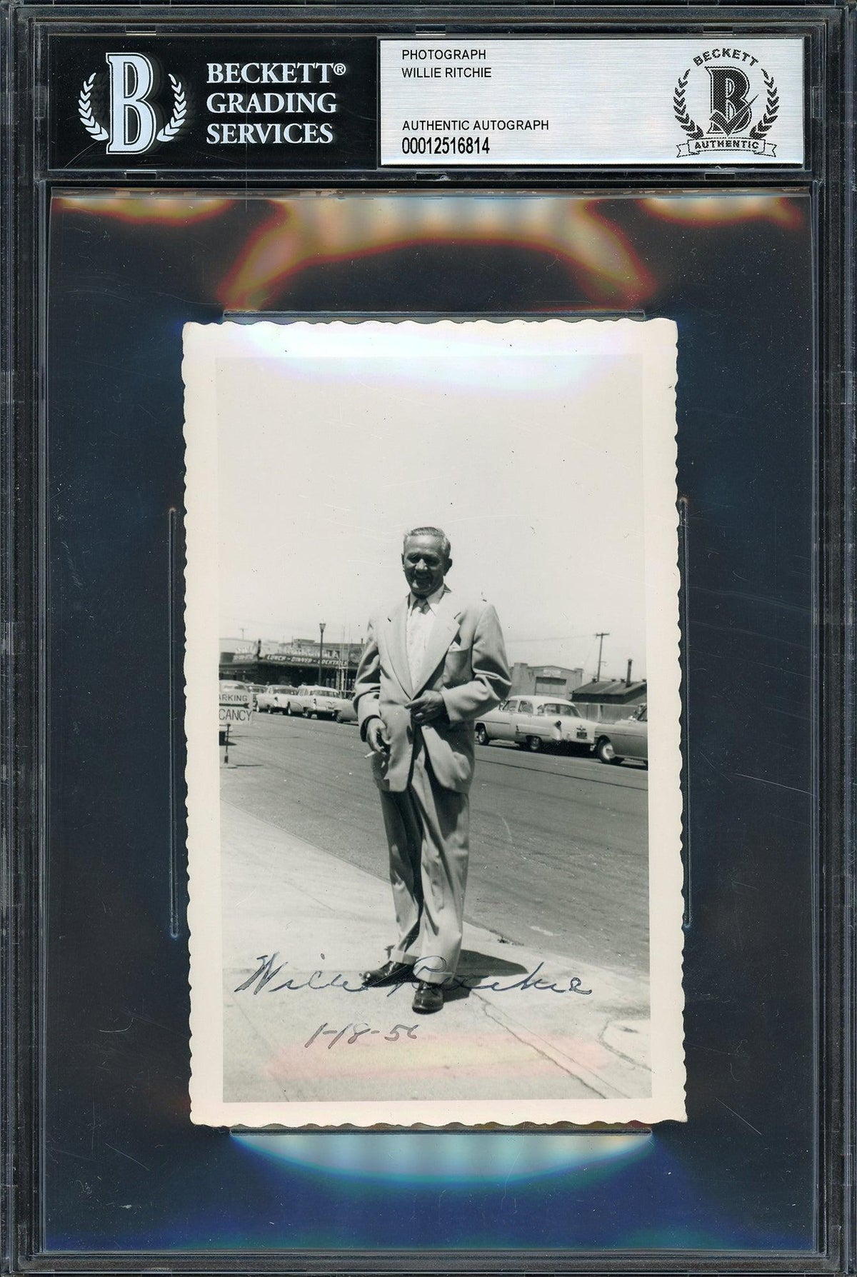 Willie Ritchie Autographed 3.5x5.5 Photo Lightweight Champion Vintage 1953 Beckett BAS #12516814