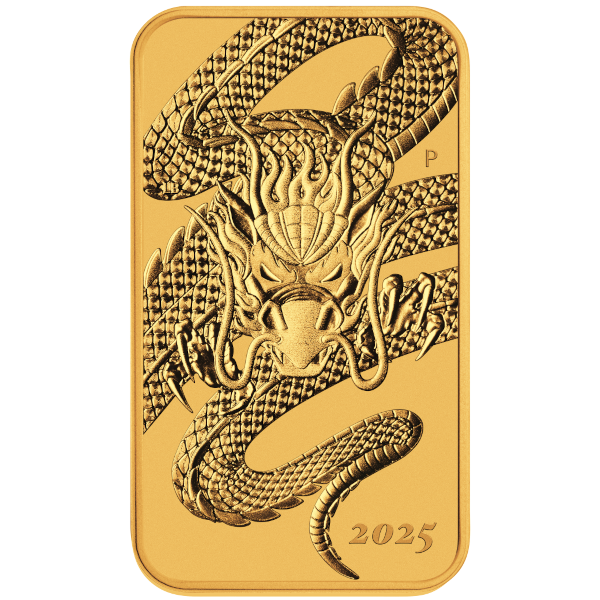2025 1 oz Gold Perth Mint Dragon Rectangular Coin