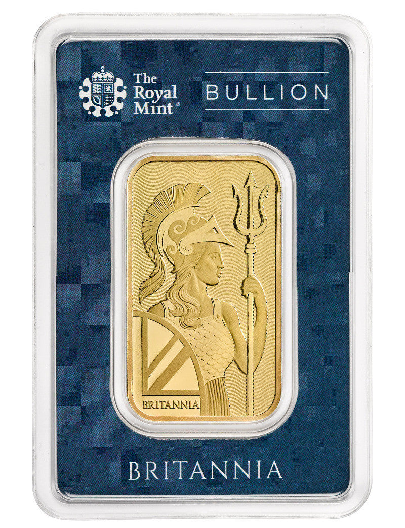 1 oz British Gold Britannia Bar w/ Assay