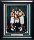 Paul Pierce, Kevin Garnett & Ray Allen Autographed Framed 16x20 Photo Boston Celtics Big 3 Beckett BAS QR Stock #209393