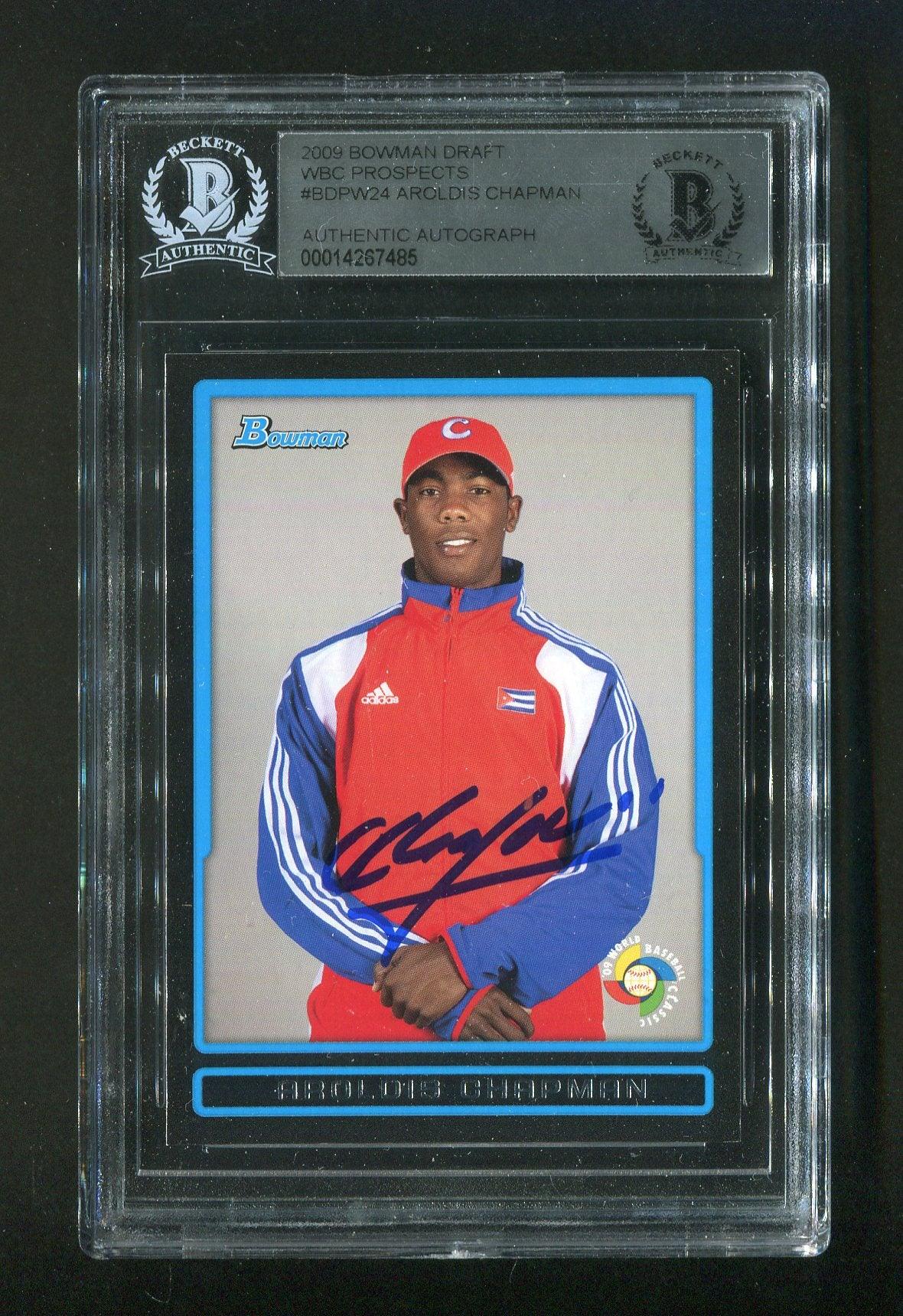 2009 Aroldis Chapman BGS Authentic Autograph Bowman Draft Prospects #BDPW24 Signed Rookie Baseball Card