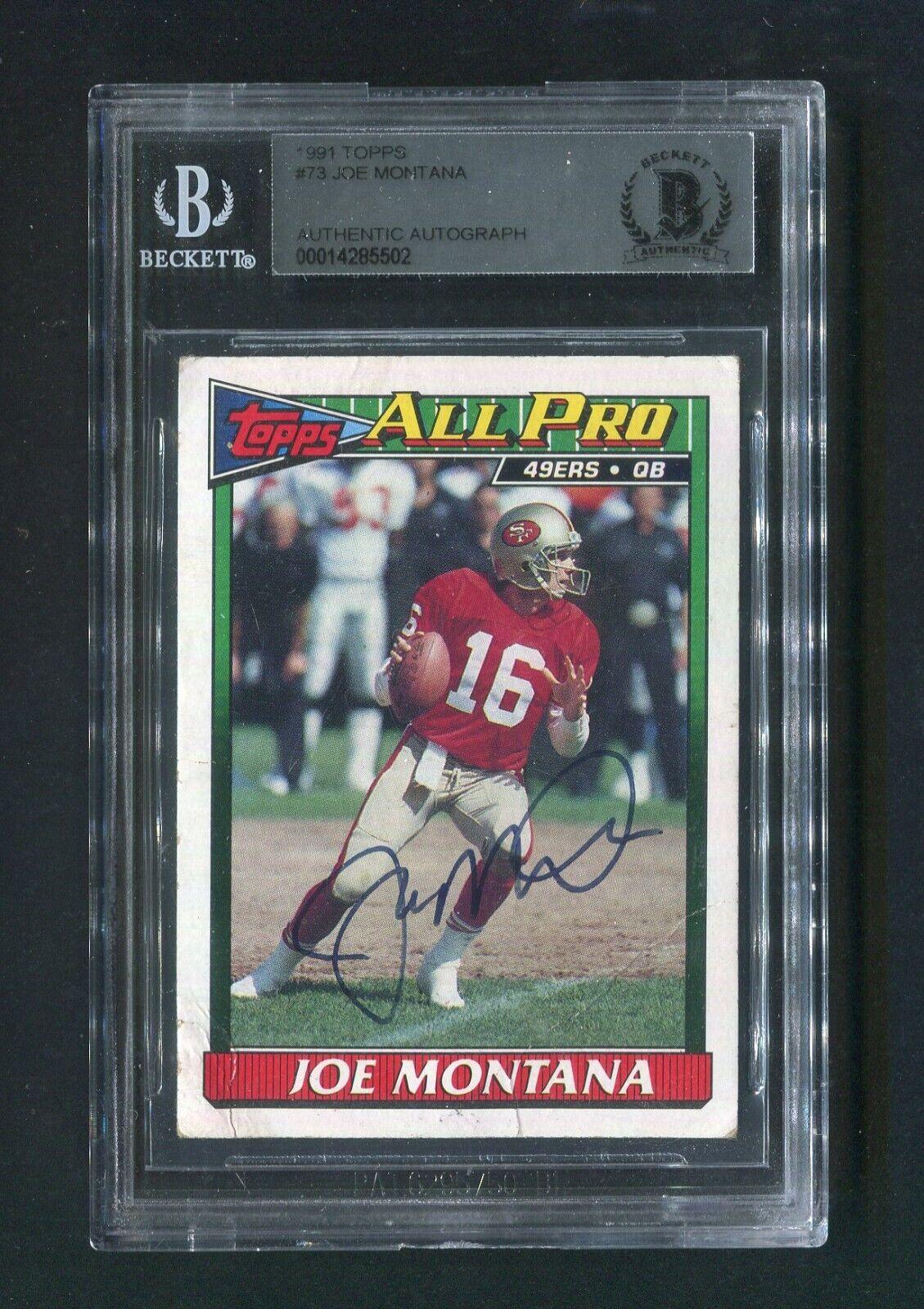 1991 Joe Montana BGS Authentic Autograph Topps Signed Football Card