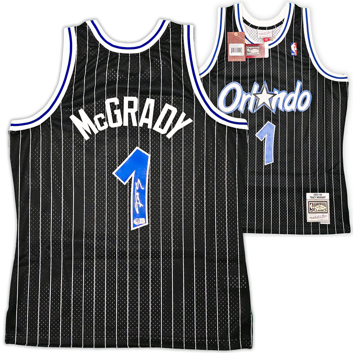 Orlando Magic Tracy McGrady Autographed Black Authentic Mitchell & Ness 2003-04 HWC Swingman Jersey Size L Beckett BAS Witness Stock #216979