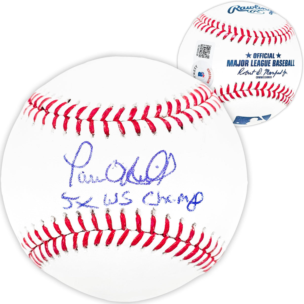 Paul O'Neill Autographed Official MLB Baseball New York Yankees "5x WS Champs" Beckett BAS Witness Stock #212675