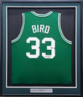 Boston Celtics Larry Bird Autographed Framed Green Jersey JSA