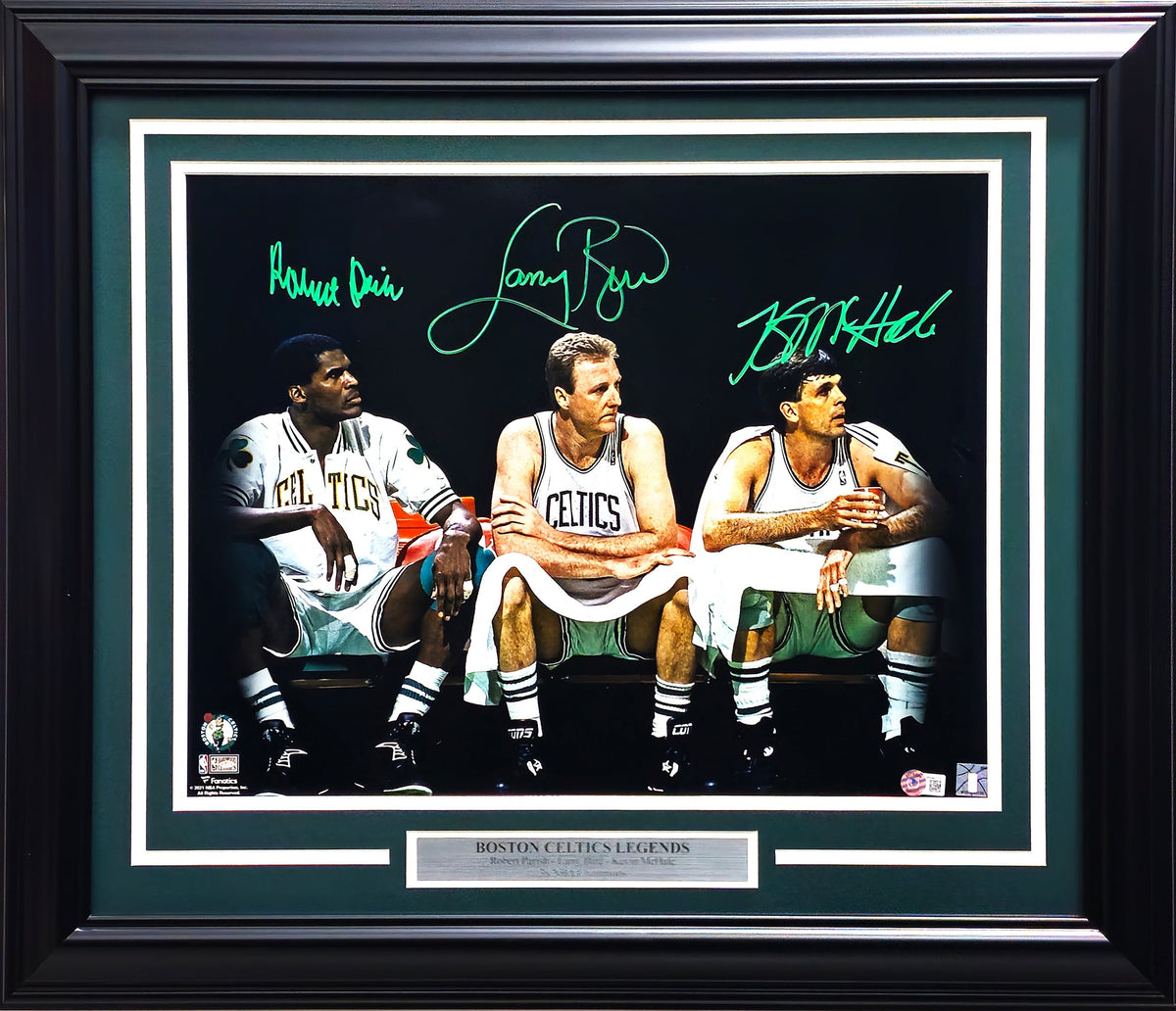 Larry Bird, Kevin McHale & Robert Parrish Autographed Framed 16x20 Photo Boston Celtics Beckett BAS Witness