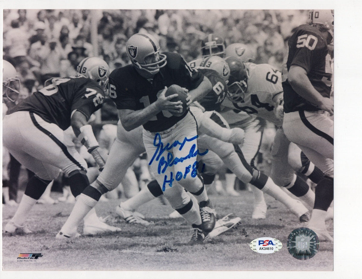 George Blanda Signed Signature and ' HOF 81 ' Inscription Inscription 8x10 Photo (PSA AK34610)