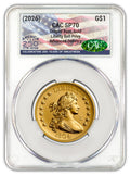 2026 1804 Draped Bust Dollar Gold Coin AD CAC SP70 Flag