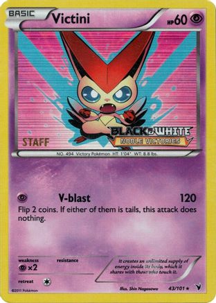 Victini - 43/101 (Prerelease) [Staff] 43 - Black and White Promos Holofoil (Moderately Played)