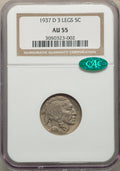1937-D 5C Three-Legged FS-901 CAC Buffalo Nickel NGC AU55