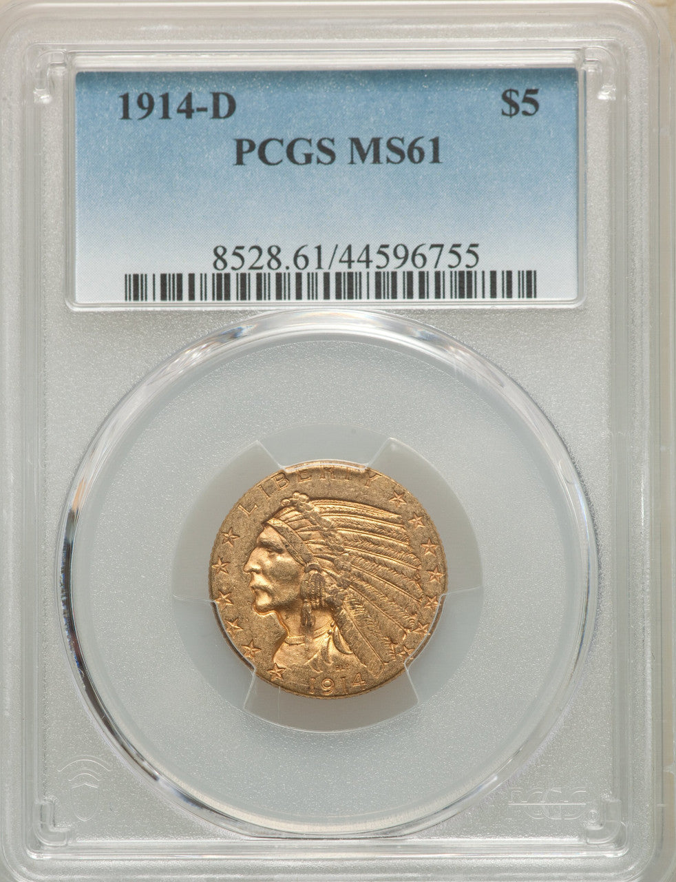 1914-D $5 Indian Half Eagle PCGS MS61