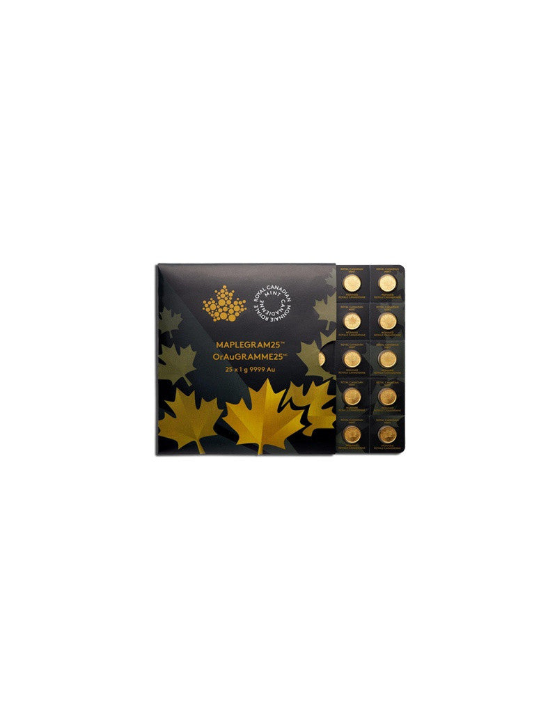 2019 25 Gram Canadian Gold MapleGram 25x1g