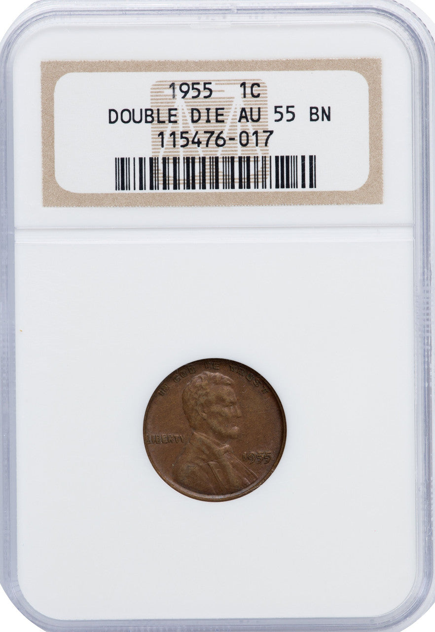 1955 Doubled Die Obverse BN Lincoln Cent NGC AU55