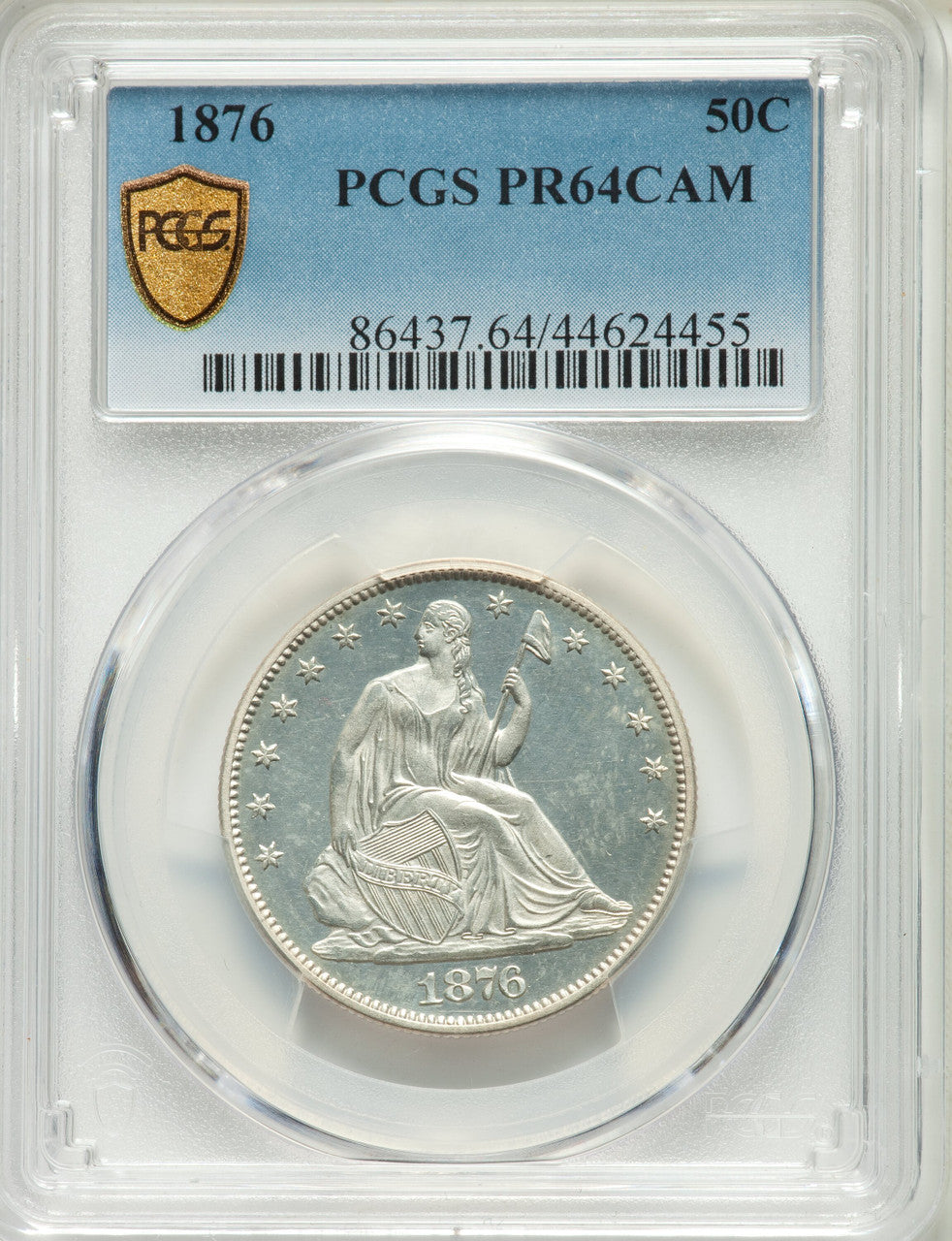 1876 50C CA Proof Seated Half Dollar PCGS PR64