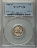 1916-D 10C Mercury Dime PCGS VG8