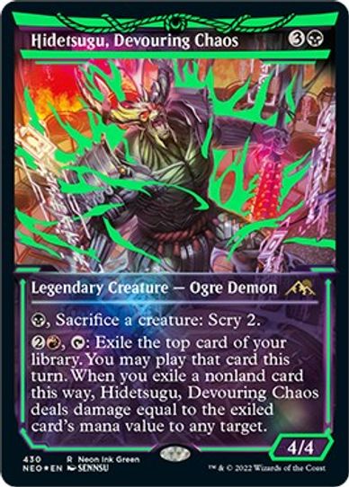 Hidetsugu, Devouring Chaos (Neon Green) (430) [Kamigawa: Neon Dynasty] (Heavily Played Foil)