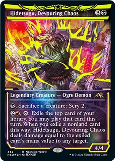 Hidetsugu, Devouring Chaos (Neon Yellow) (WPN Exclusive) (432) [Kamigawa: Neon Dynasty] (Lightly Played Foil)