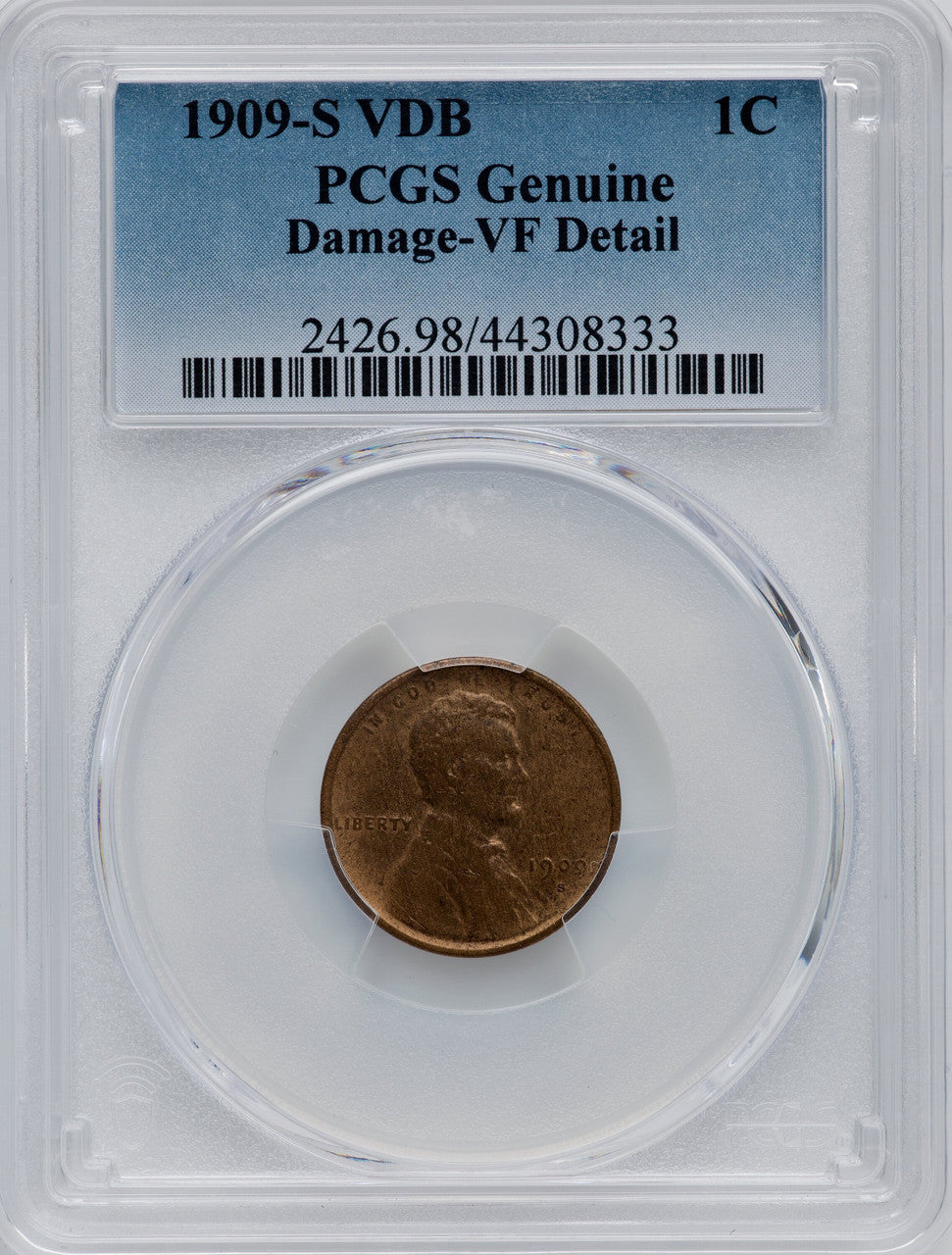 1909-S 1C VDB BN Lincoln Cent Genuine PCGS VF20