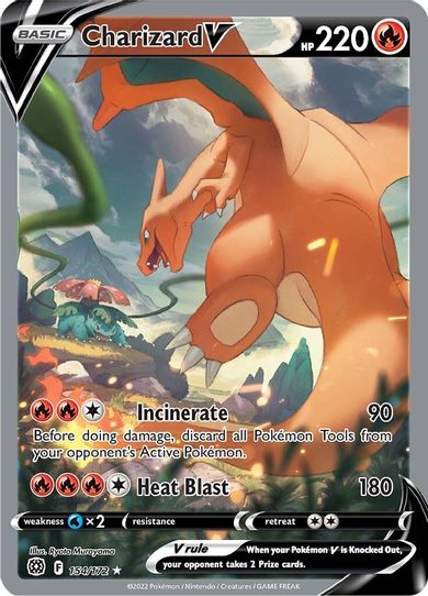 Charizard V (Alternate Full Art) (154/172) [Sword & Shield: Brilliant Stars] (Moderately Played Holofoil)