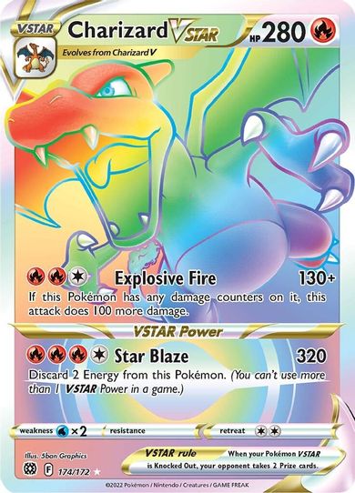 Charizard VSTAR (Secret) (174/172) [Sword & Shield: Brilliant Stars] (Moderately Played Holofoil)