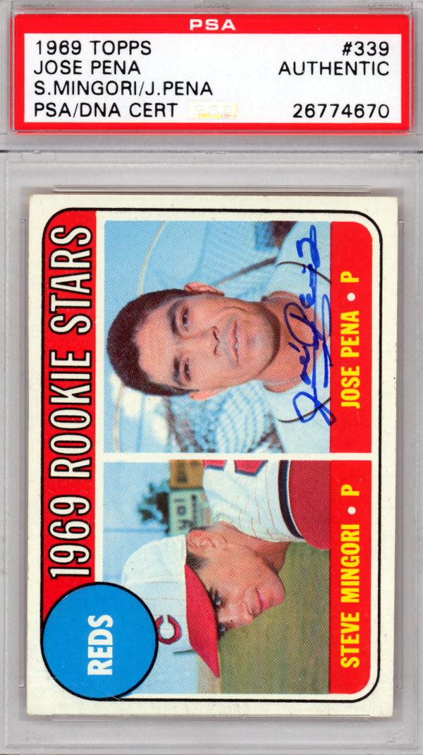 Jose Pena Autographed 1969 Topps Rookie Card #339 Cincinnati Reds PSA/DNA #26774670