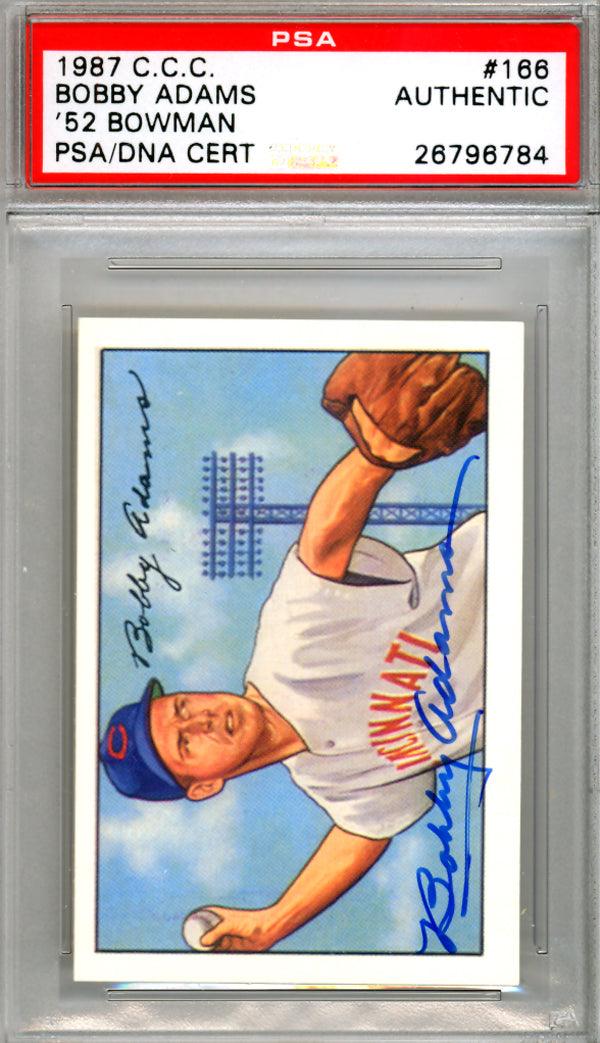 Bobby Adams Autographed 1987 1952 Bowman Reprint Card #166 Cincinnati Reds PSA/DNA #26796784
