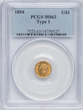 1854 G$1 Type One Gold Dollar PCGS MS63