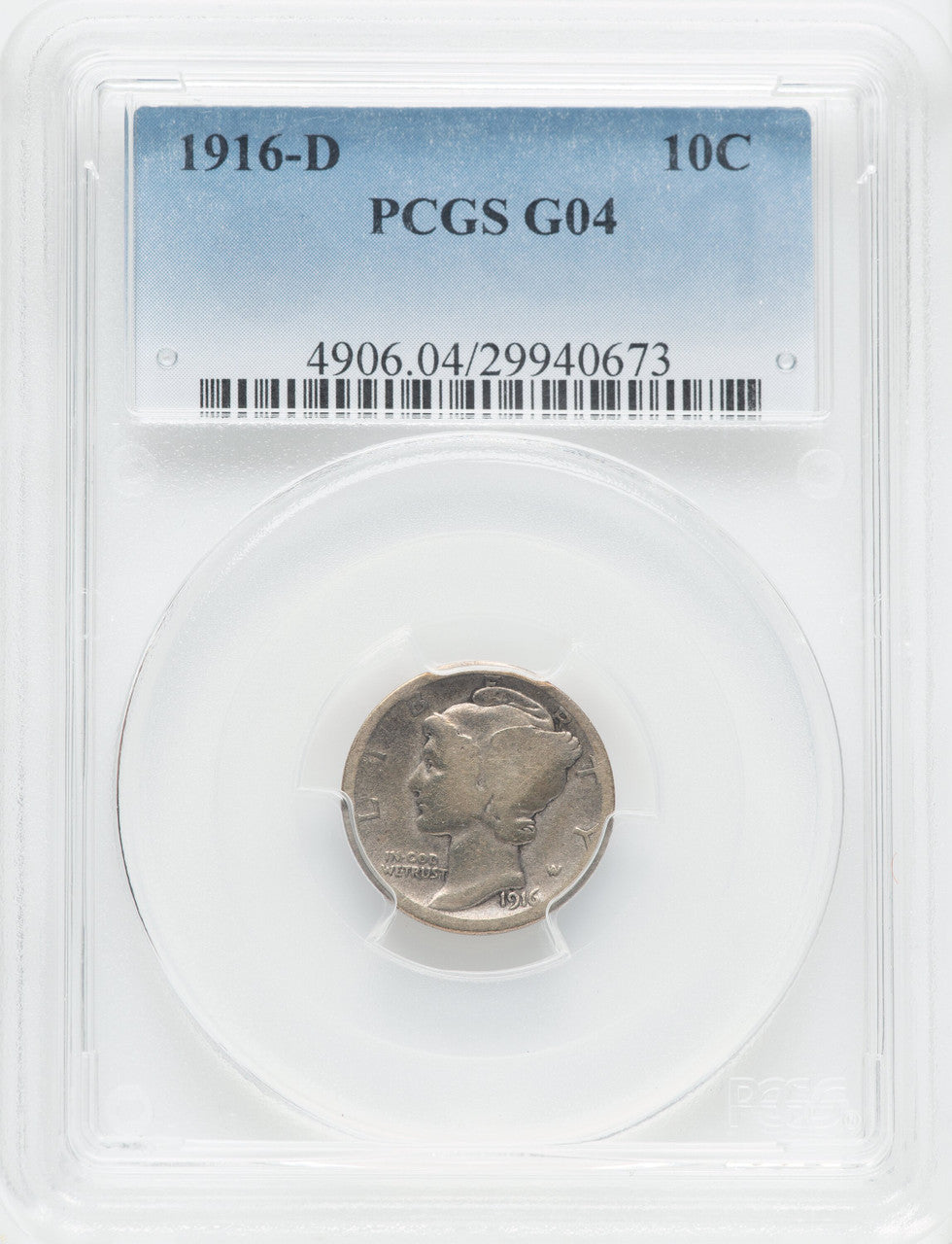 1916-D 10C Mercury Dime PCGS G4