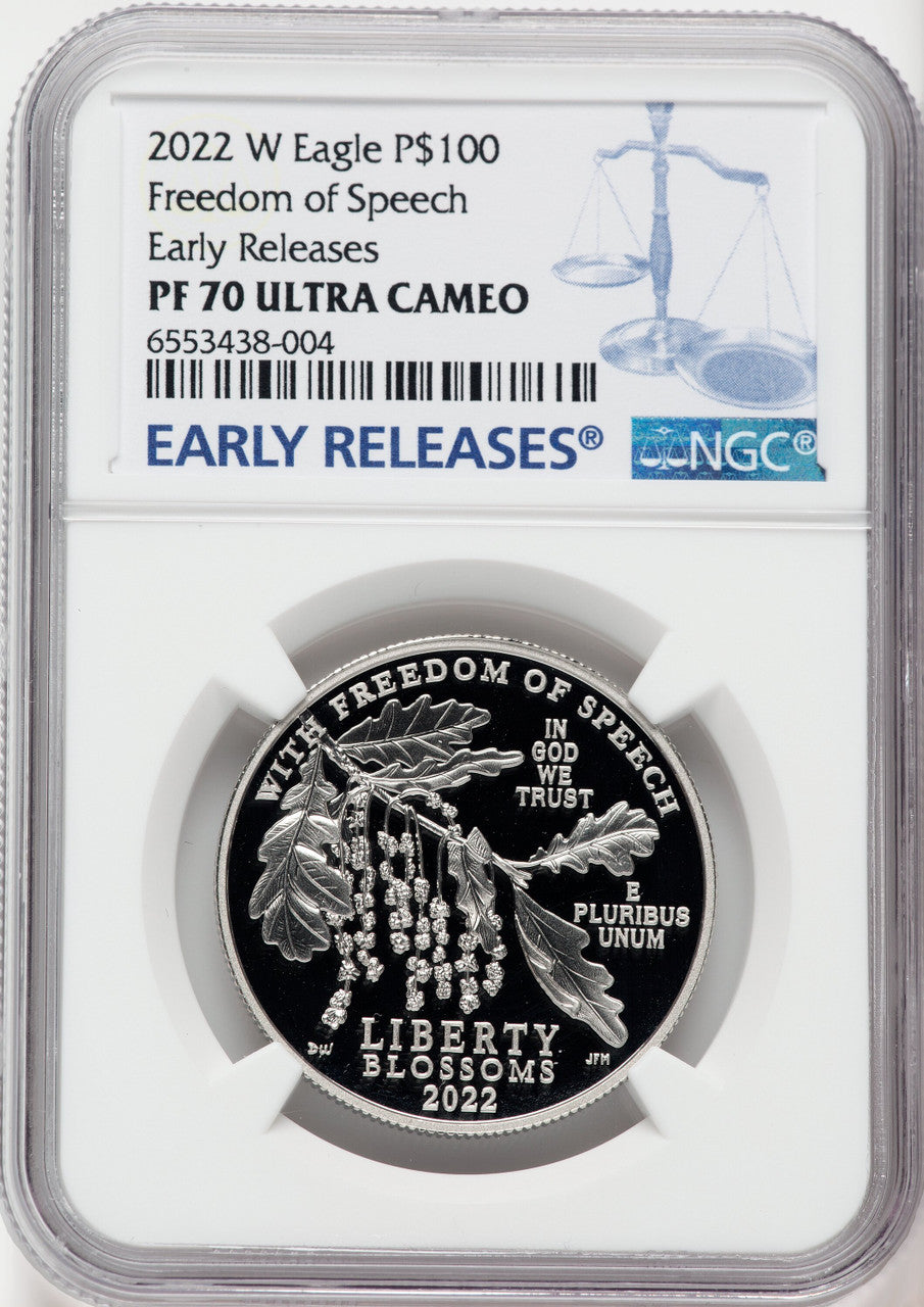 2022-W $100 One-Ounce Platinum Eagle Freedom of Speech First Strike NGC PF70