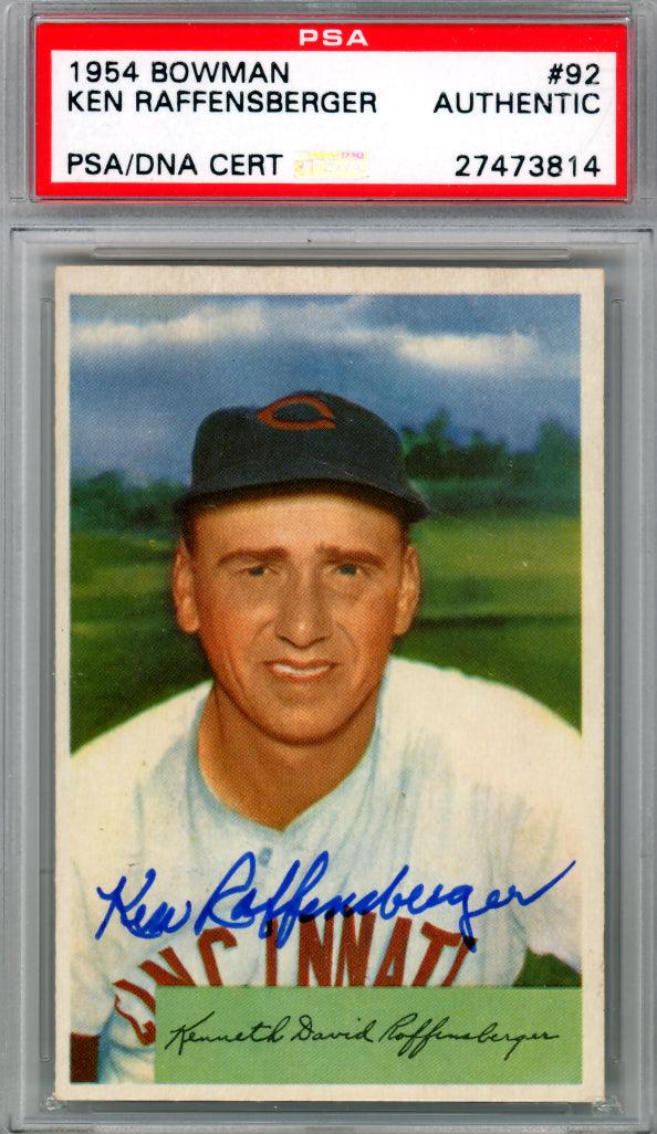 Ken Raffensberger Autographed 1954 Bowman Card #92 Cincinnati Reds PSA/DNA #27473814