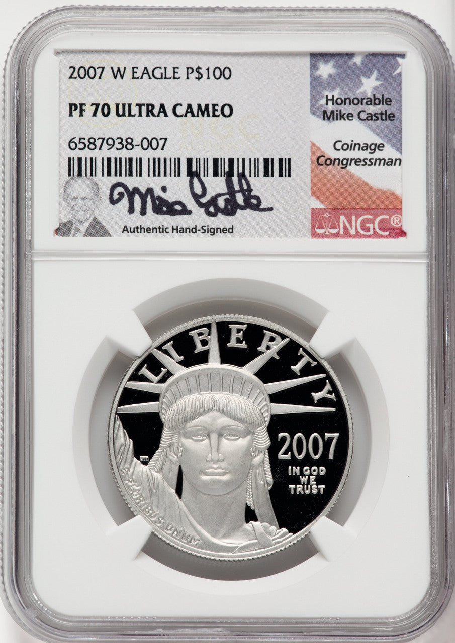 2007-W $100 One-Ounce Platinum Eagle Statue of Liberty NGC PF70