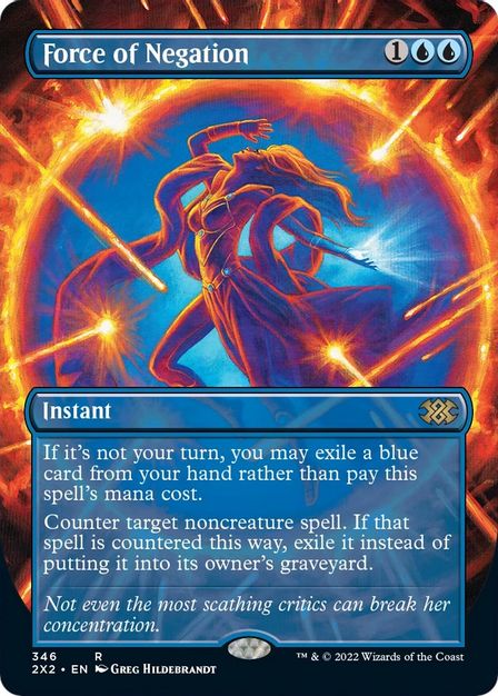 Force of Negation (Borderless) [Double Masters 2022] (Foil  Heavily Played)
