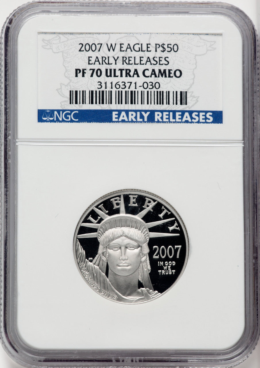 2007-W $50 Half-Ounce Platinum Eagle First Strike NGC MS70