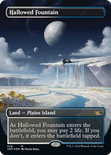 Hallowed Fountain (Borderless) (Galaxy Foil) (528) [Unfinity] (Heavily Played Foil)