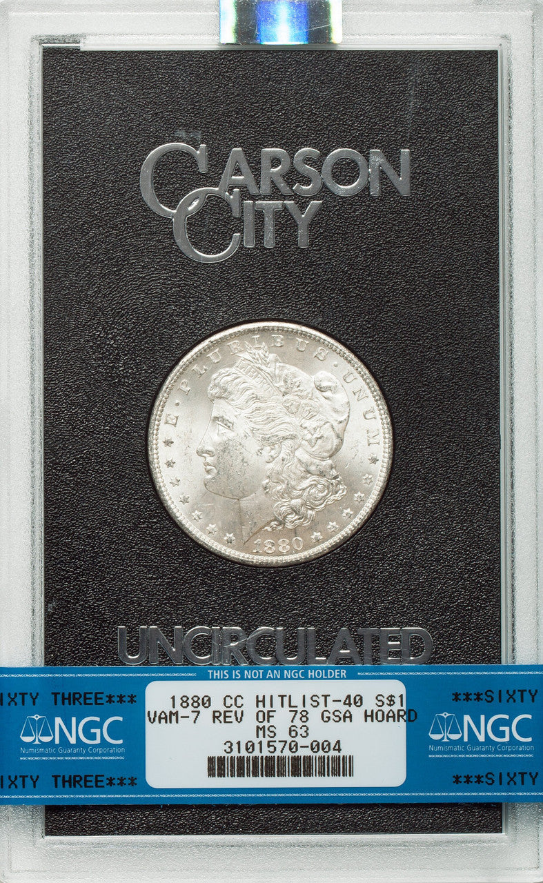 1880-CC $1 8/7 Reverse of 1878 VAM 7 GSA Hoard Morgan Dollar NGC MS63