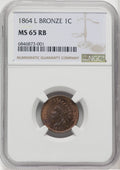 1864 1C L On Ribbon RB Indian Cent NGC MS65