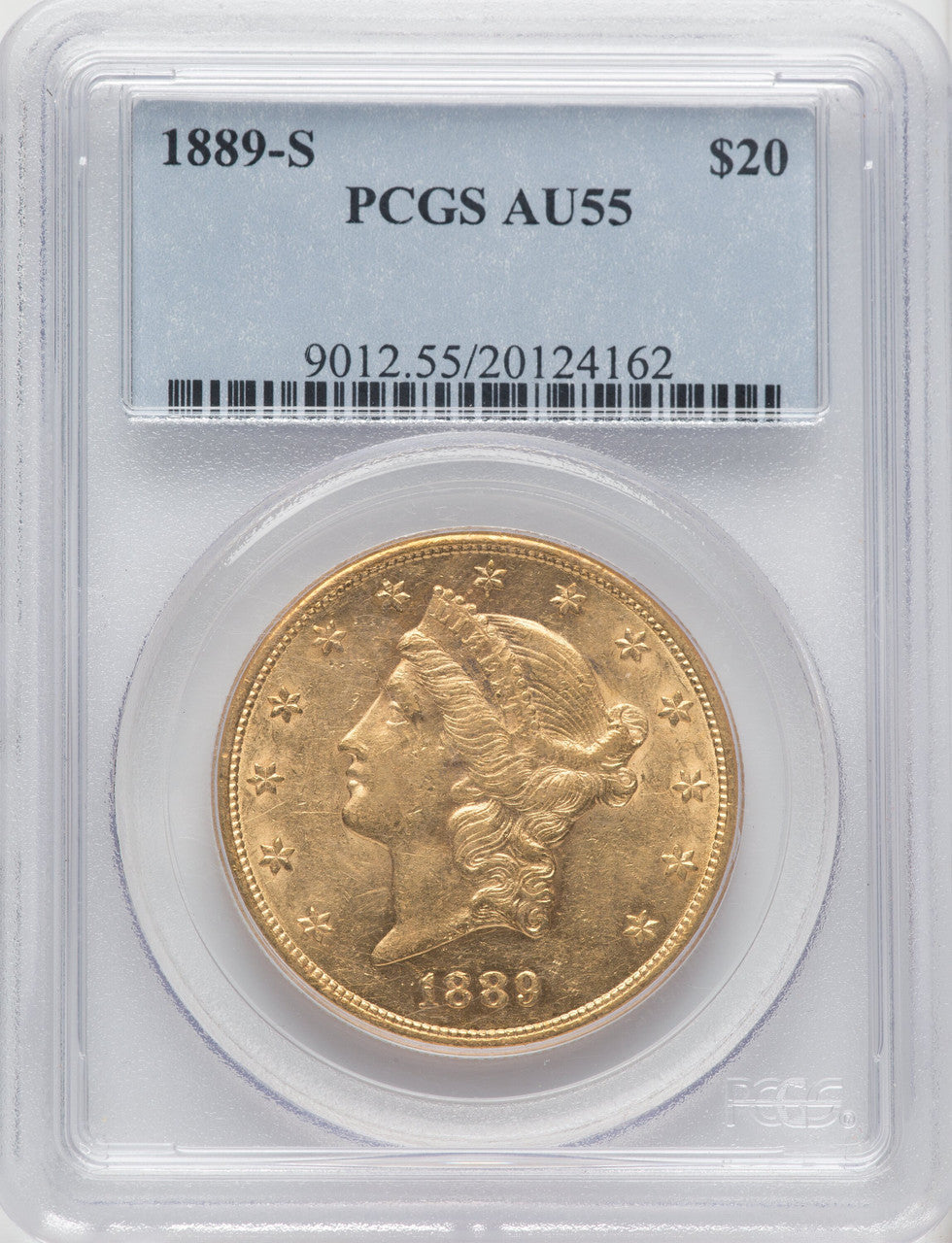 1889-S $20 Liberty Double Eagle PCGS AU55