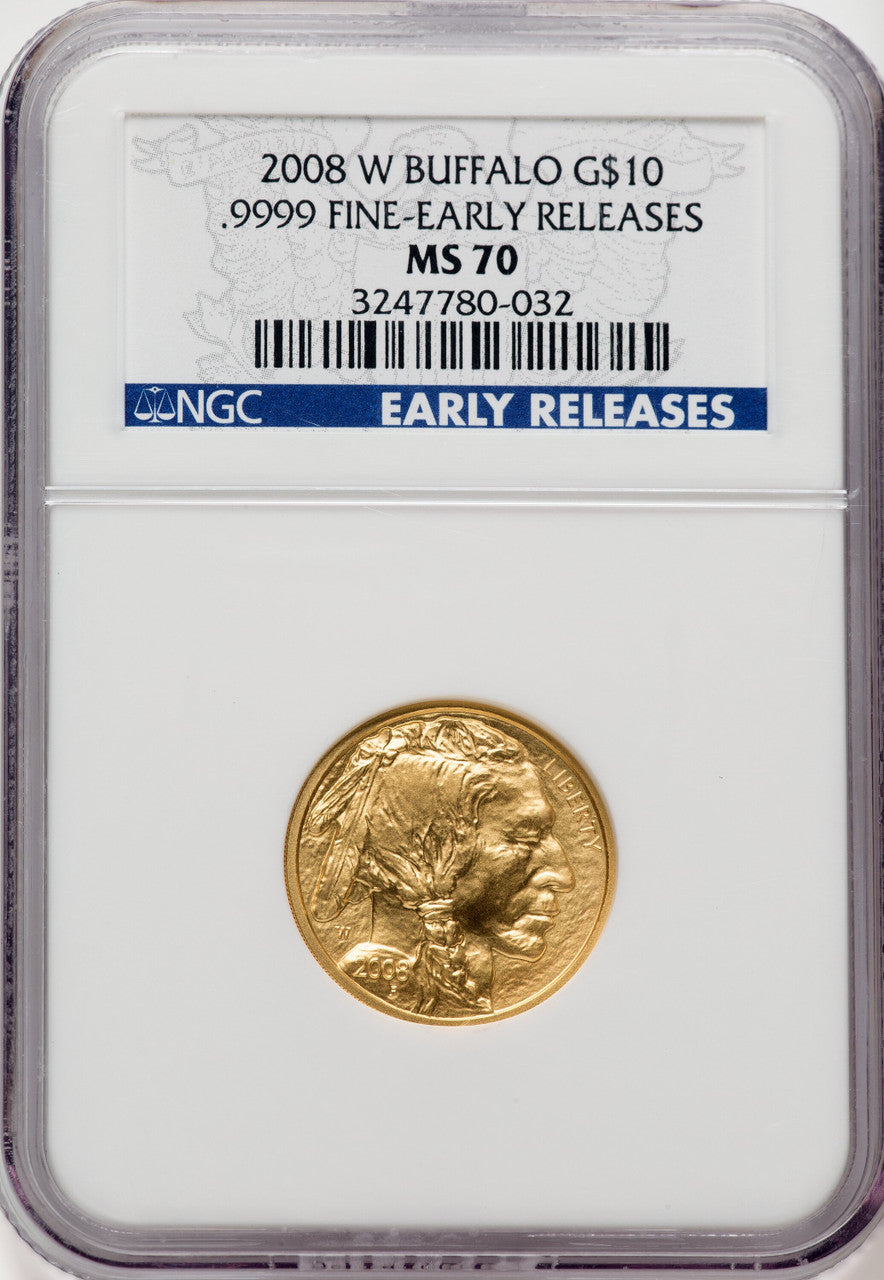 2008-W $10 Buffalo Quarter-Ounce Gold First Strike NGC MS70