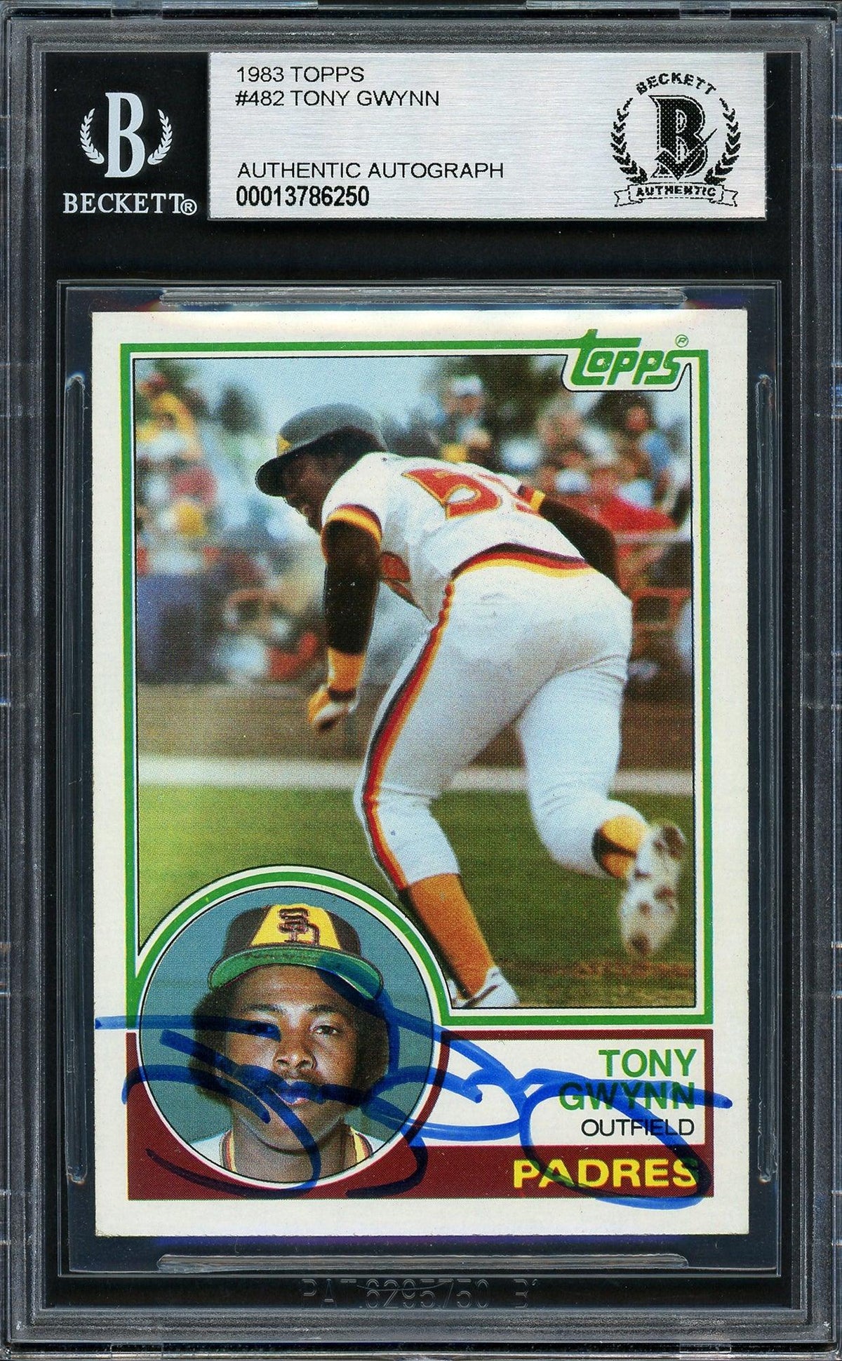 Tony Gwynn Autographed 1983 Topps Rookie Card #482 San Diego Padres Vintage Signature Beckett BAS #13786250