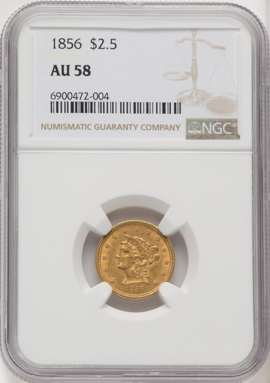1856 $2.50 Liberty Quarter Eagle NGC AU58