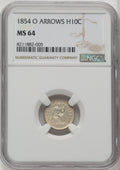 1854-O H10C ARROWS Seated Half Dime NGC MS64