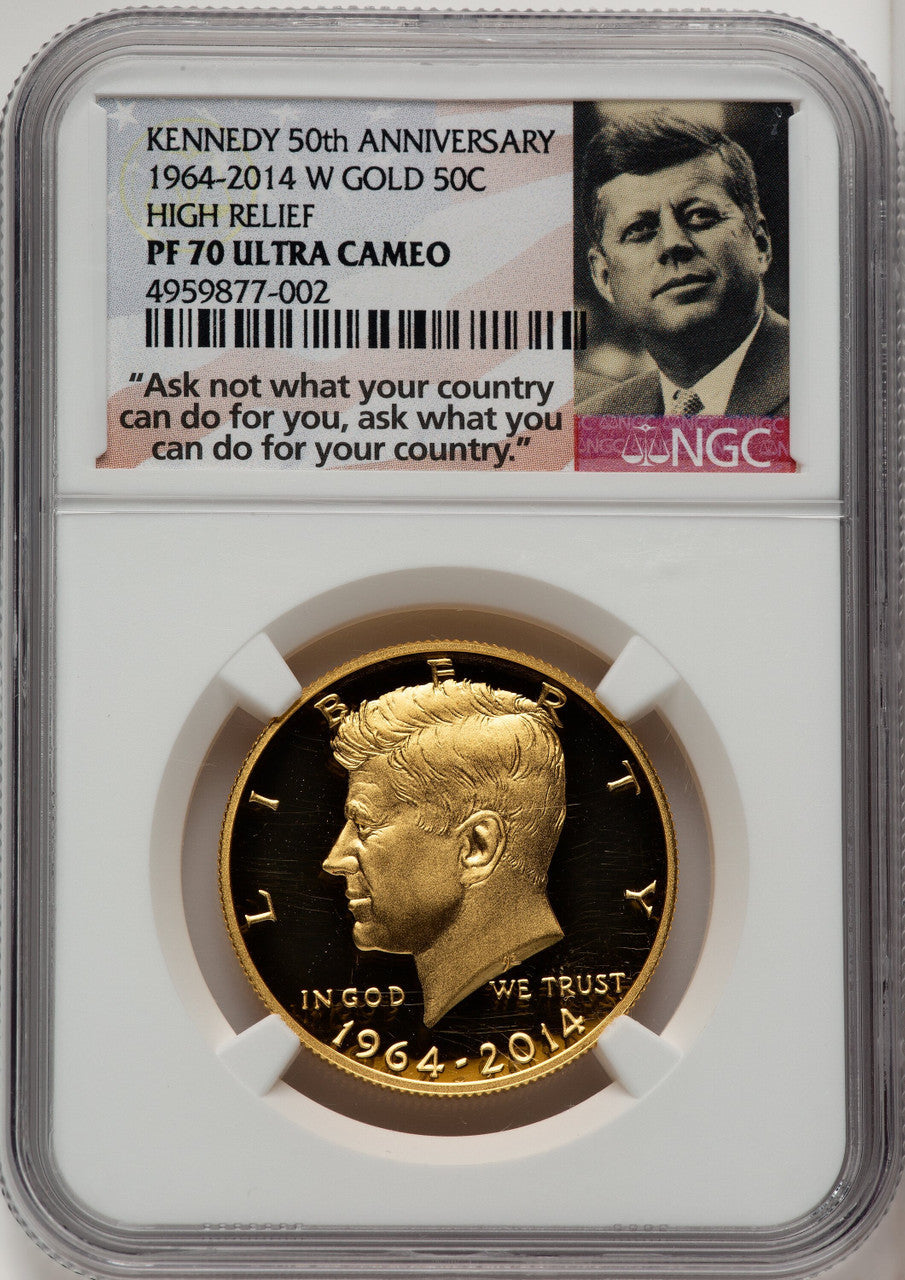 2014-W 50C Kennedy Gold 50th Anniversary Proof Kennedy Half Dollar NGC PR70 (773265001)