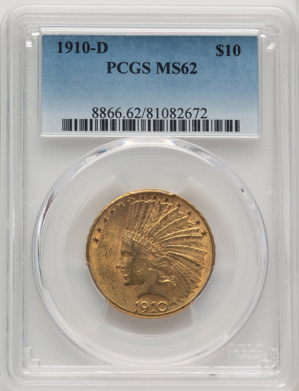 1910-D $10 Indian Eagle PCGS MS62 (507147003)