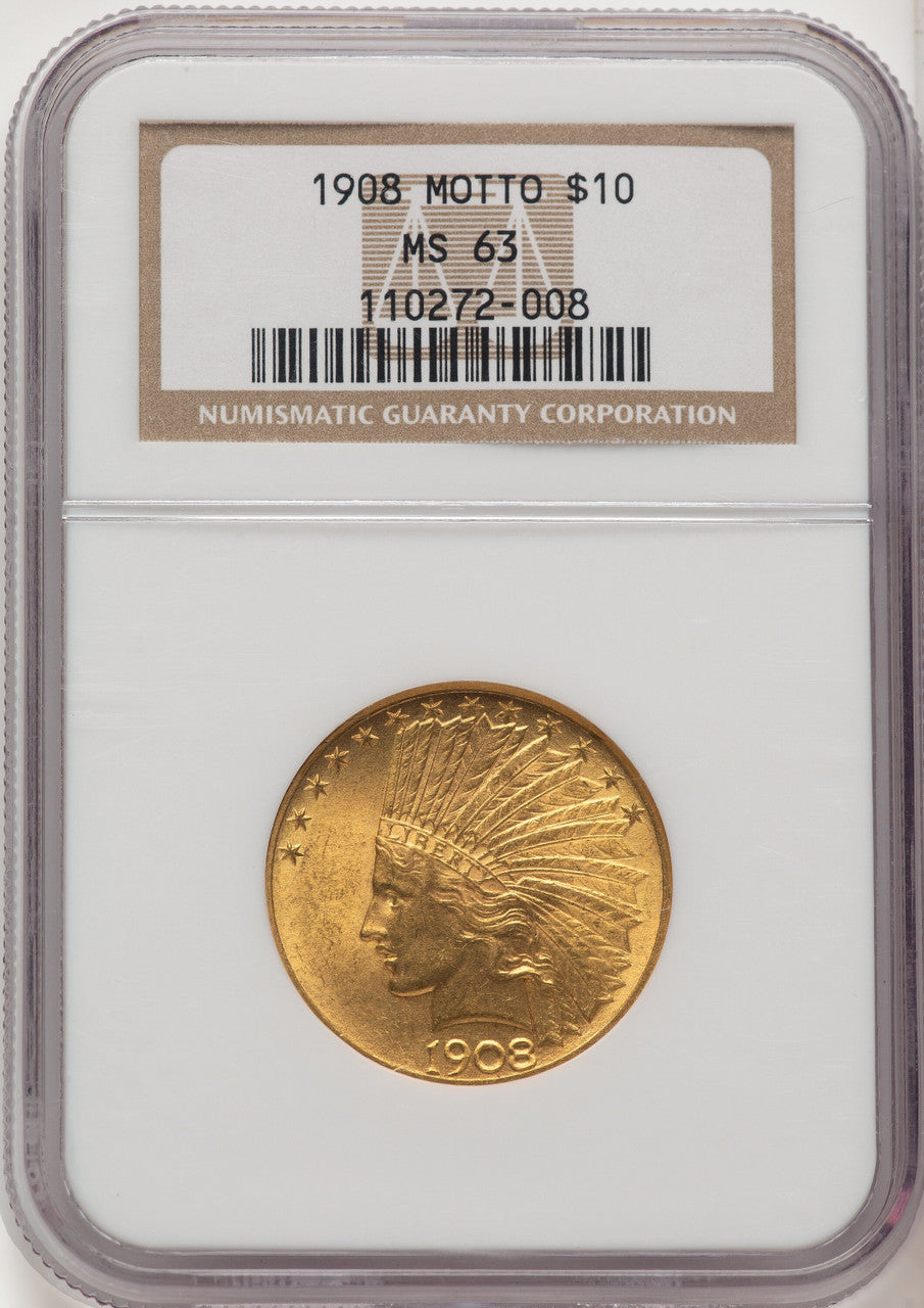 1908 $10 MOTTO Indian Eagle NGC MS63 (506642003)
