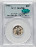 1935-S 10C FB CAC Mercury Dime PCGS MS67