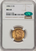 1886-S $5 CAC Liberty Half Eagle NGC MS64 (777401007)