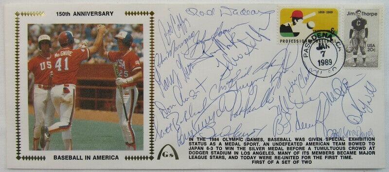 1984 USA Olympic Team Signed Cachet Envelope Barry Larkin Mark McGwire Will Clark +18 JSA XX72988