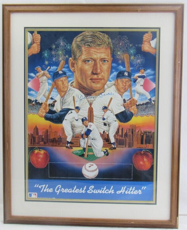 Mickey Mantle Signed Framed 18x24 Poster JSA XX38966