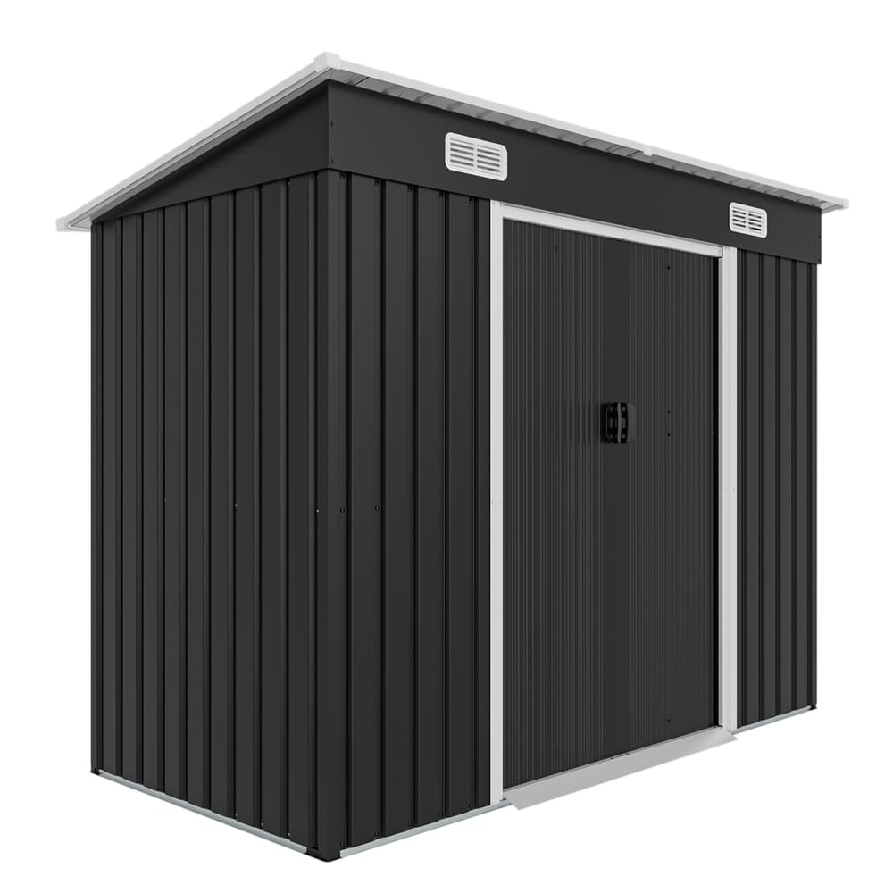 8 x 4 FT Outdoor Metal Storage Shed, Galvanized Steel Shed with Sliding Door, Lockable Design, Air Vents & Threshold for Garden Tools (8X4 FT)